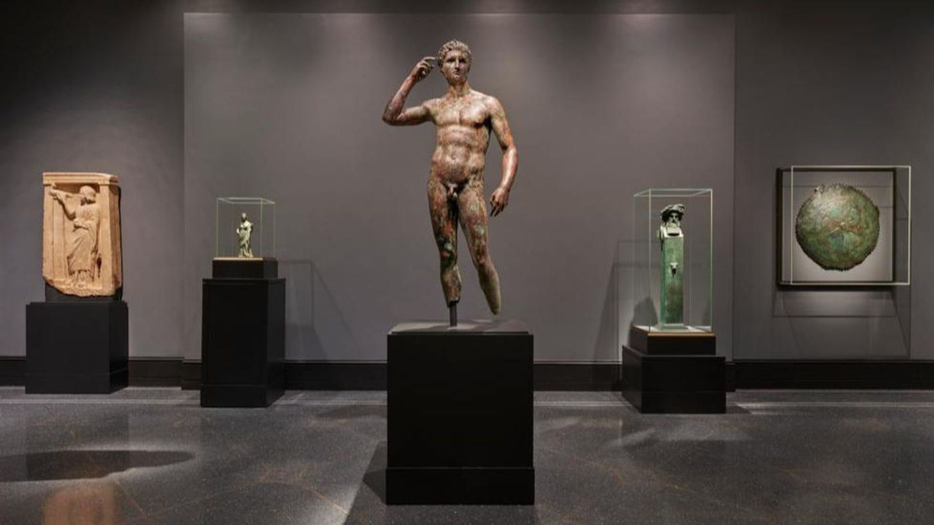 The Statue of a Victorious Youth in the Getty Villa's newly installed galleries Courtesy J. Paul Getty Trust