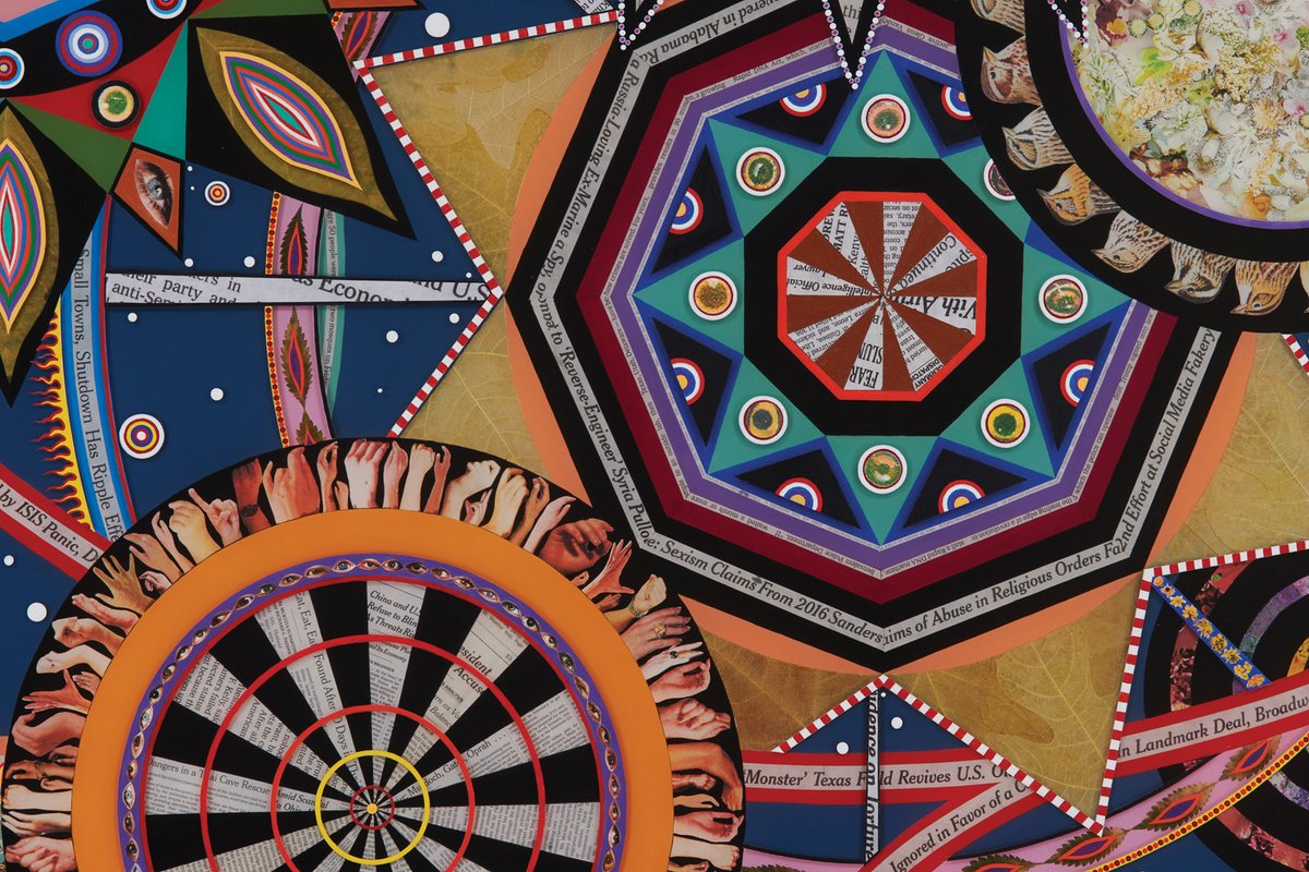 Fred Tomaselli’s Untitled (detail, 2019) Courtesy of James Cohan gallery