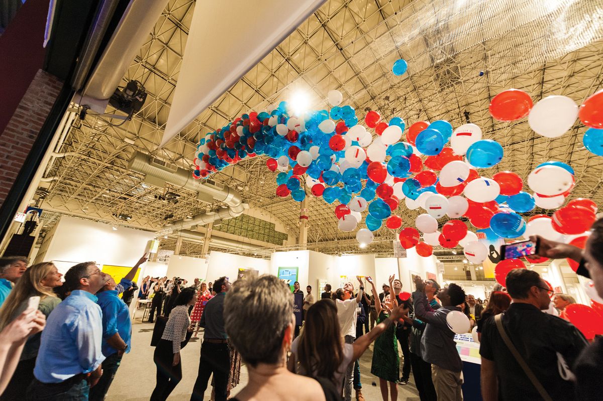 Balloons falling at Expo Chicago—as is the number of local galleries at the fair Courtesy of Expo Chicago