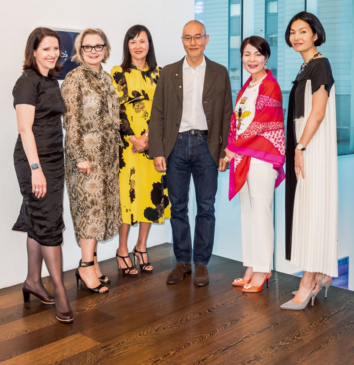 From left to right: Rebecca Boyle Suh, the CAS director Caroline Douglas, co-host Anna Yang, Do Ho Suh, the Korean ambassador Enna Park, and co-host Emily Sun Courtesy of the Contemporary Art Society