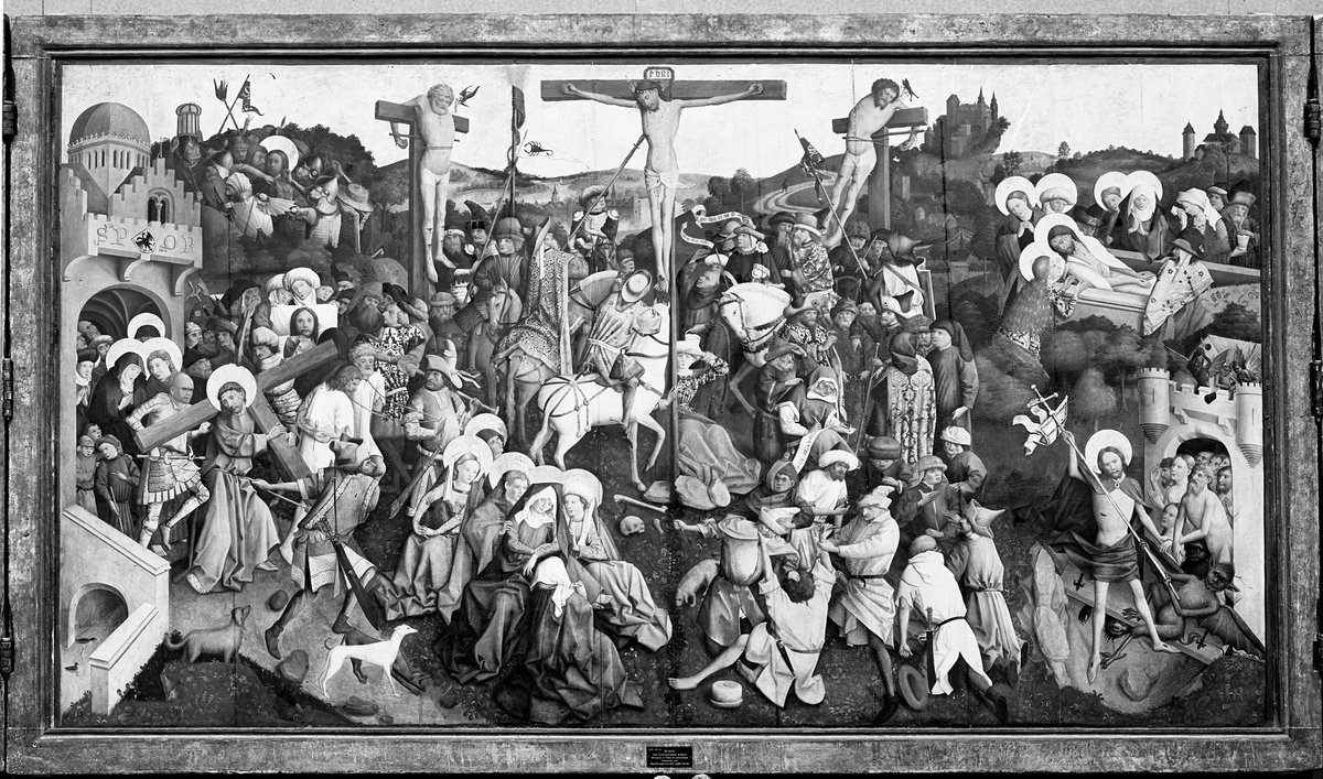 Master of the Schöppingen Altarpiece’s Crucifixion of Christ and Scenes from His Passion (1450-60) was among the works destroyed in the 1945 fire
Staatliche Museen zu Berlin, Gemäldegalerie/Gustav Schwarz