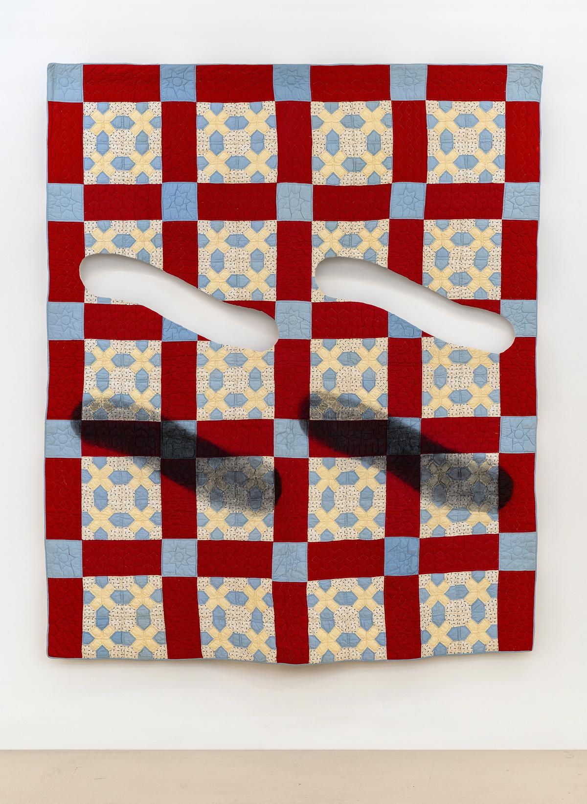 Sanford Biggers, Somethin’ Close to Nothin’ (2019), paint on antique quilt, joins the City of Miami Beach Public Art Collection Courtesy of the artist and David Castillo. Photo: Zachary Balber