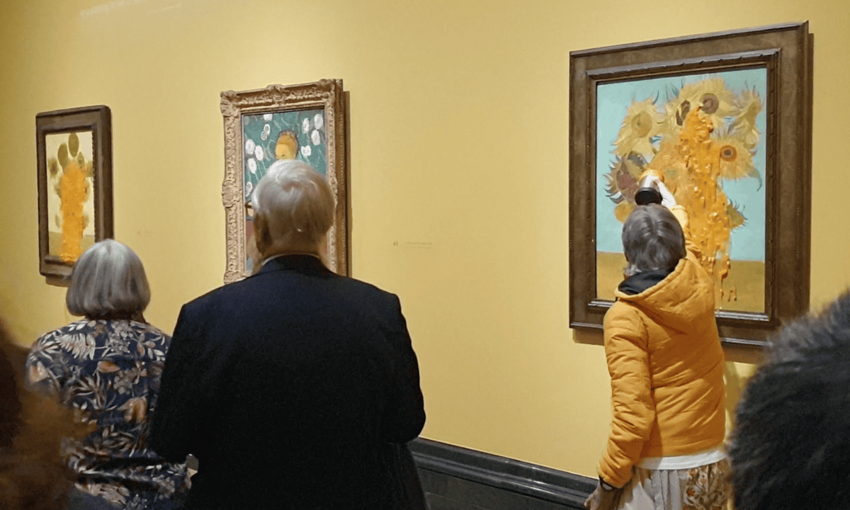 Three arrested after Just Stop Oil protestors throw soup over Van Gogh’s Sunflowers—again Three arrested after Just Stop Oil protestors throw soup over Van Gogh’s Sunflowers—again