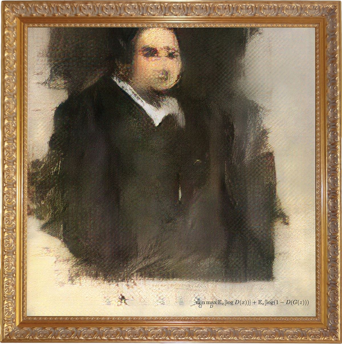 Portrait of Edmond Belamy was created using an as-yet-unrevealed source code and hits the auction block this month Courtesy of Christie’s