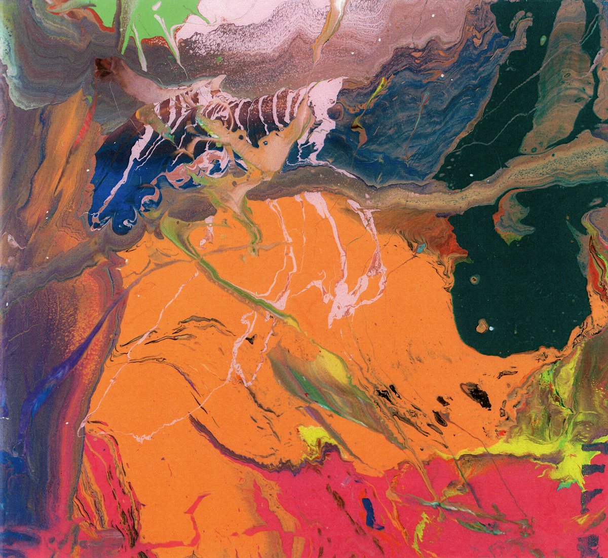 Gerhard Richter’s Flow (933-9), 2013, one of the artist’s many lacquer-on-glass works, in which he allows paint to free-flow on glass Image © Gerhard Richter 2022. © Gemäldegalerie, Dresden. Destroyed