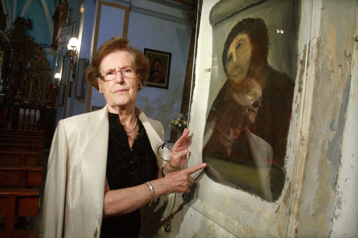Cecilia Giménez, the famous restorer of Ecce Homo, in 2013
Photo: Fabián Simón ARCHDC. Credit: Album / Archivo ABC / Fabián Simón
