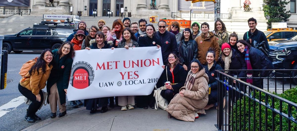 Staff of the Metropolitan Museum of Art who were involved in the unionising effort Courtesy United Auto Workers