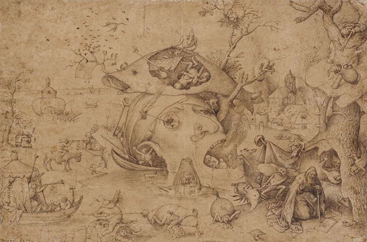 Nightmare carnival: Pieter Bruegel the Elder’s The Temptation of St Anthony (around 1556) will be paired with a rare first-edition print of the drawing © Ashmolean Museum, University of Oxford