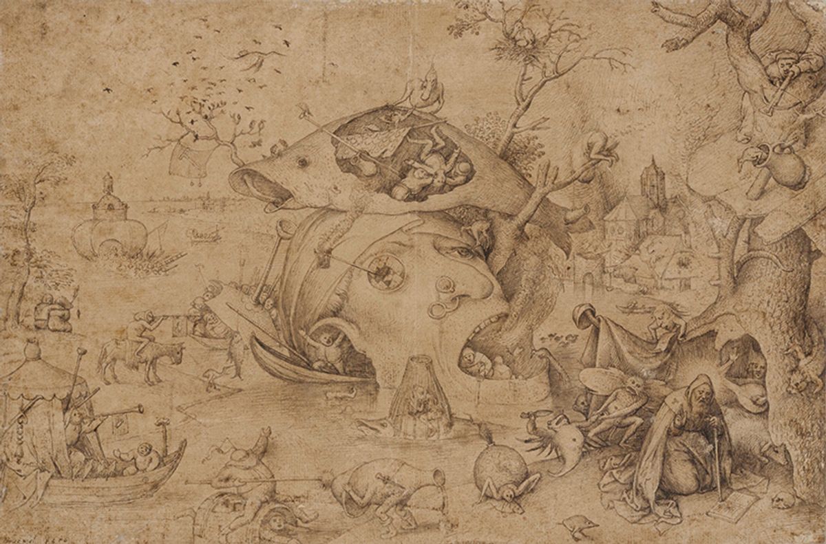 Nightmare carnival: Pieter Bruegel the Elder’s The Temptation of St Anthony (around 1556) will be paired with a rare first-edition print of the drawing © Ashmolean Museum, University of Oxford