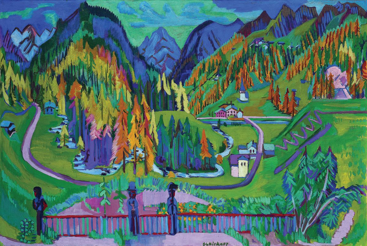 Ernst Ludwig Kirchner’s Sertig Valley in the Fall (1925/26), one of the panoramic Alpine views the artist completed during his years in Davos © Kirchner Museum Davos