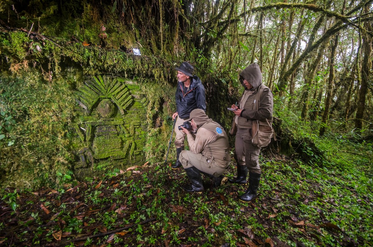 Researchers document a structure at Gran Pajatén during a 2022 expedition Courtesy World Monuments Fund