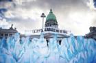 Giant glacier painting disappears from Argentina’s presidential palace after new law passes loosening protections for these icy regions