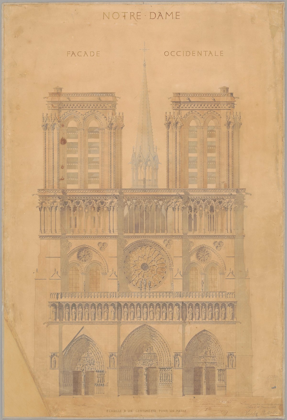 Viollet-le-Duc’s 1843 competition drawing for the restoration of Notre-Dame de Paris © Grand Palais