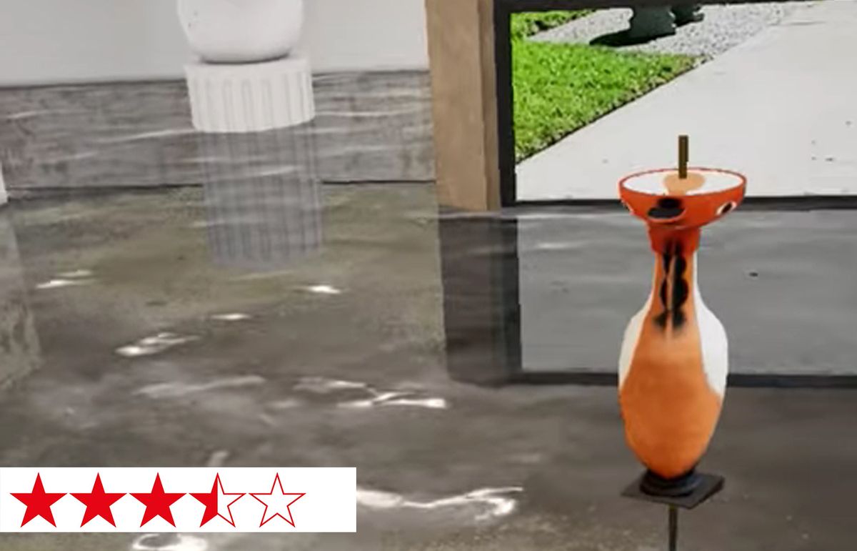 Cammie Staros's ceramics are presented inside a gallery slowly submerging under a rising sea level