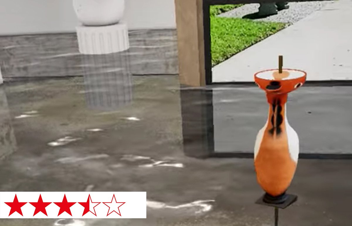 Cammie Staros's ceramics are presented inside a gallery slowly submerging under a rising sea level