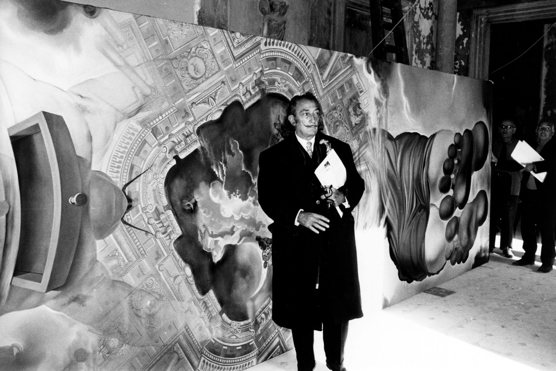 Salvador Dalí in front of The Palace of the Wind, his painted ceiling for the Dalí Theatre-Museum in Figueres Melitó Casals