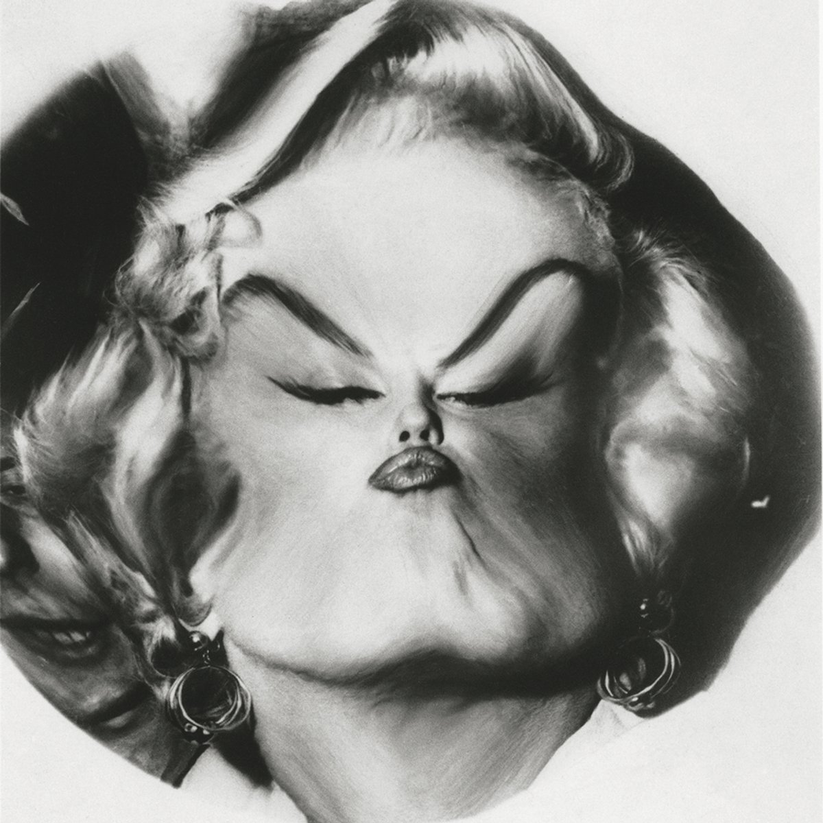 Weegee’s Marilyn Monroe, Distortion (around 1955), one of a series of satirical images of celebrities and politicians he created © Weegee Archive/International Center of Photography, New York