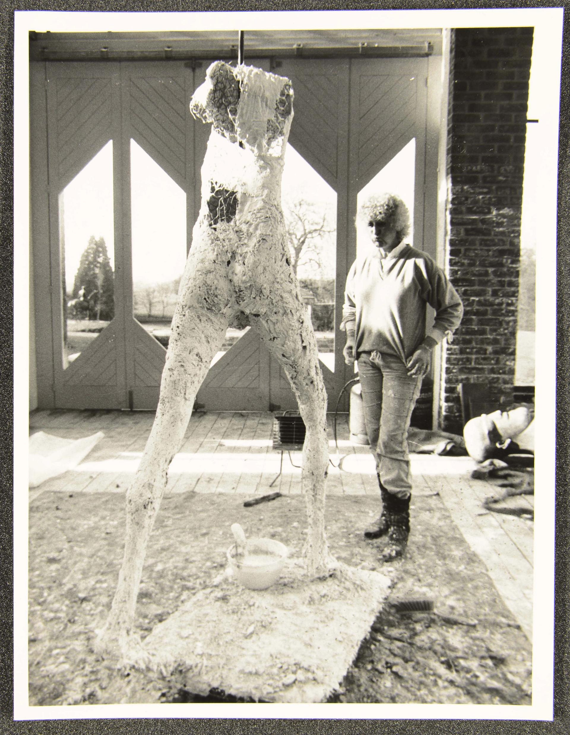 Elisabeth Frink working on Running Man in her studio at Woolland All images held within the Frink archive at Dorset History Centre