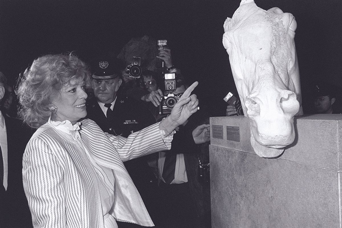 Melina Mercouri, the Greek culture minister, visited London’s British Museum in 1983 to view the Parthenon Marbles and make the case for their return. The Greek government made its first official request to the UK following her visit
PA Images/Alamy Stock Photo


