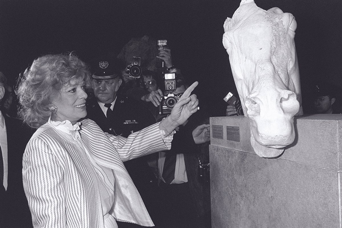 Melina Mercouri, the Greek culture minister, visited London’s British Museum in 1983 to view the Parthenon Marbles and make the case for their return. The Greek government made its first official request to the UK following her visit
PA Images/Alamy Stock Photo