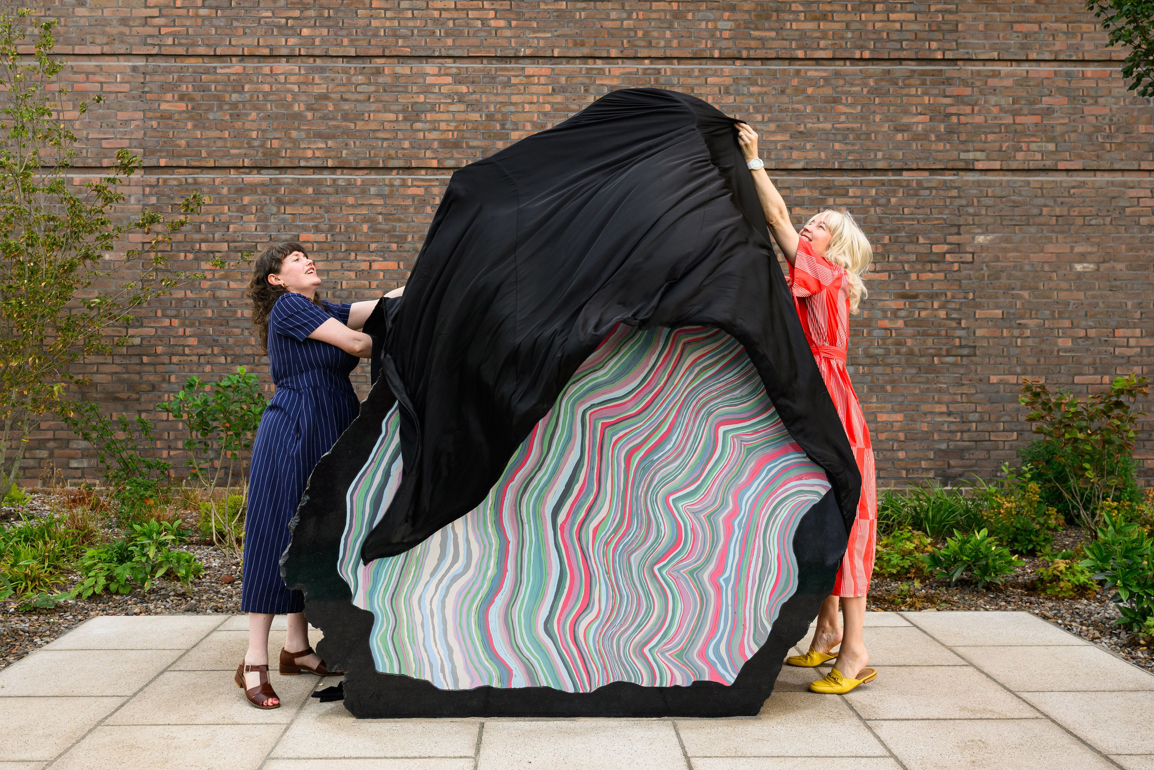 Artist Ruth Ewan and deputy mayor Justine Simons unveiling Ewan's The Dagenham Agates (2026) at an event on 23 June

Photo: Jack Hall/PA Media Assignments