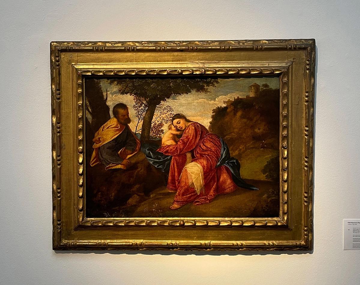 “It's exceptional to have this unbroken, documented provenance, all these incredible collections:" Titian's The Rest on The Flight into Egypt (1508-10), on show at Christie's, King Street, in London The Art Newspaper, courtesy of Christie's