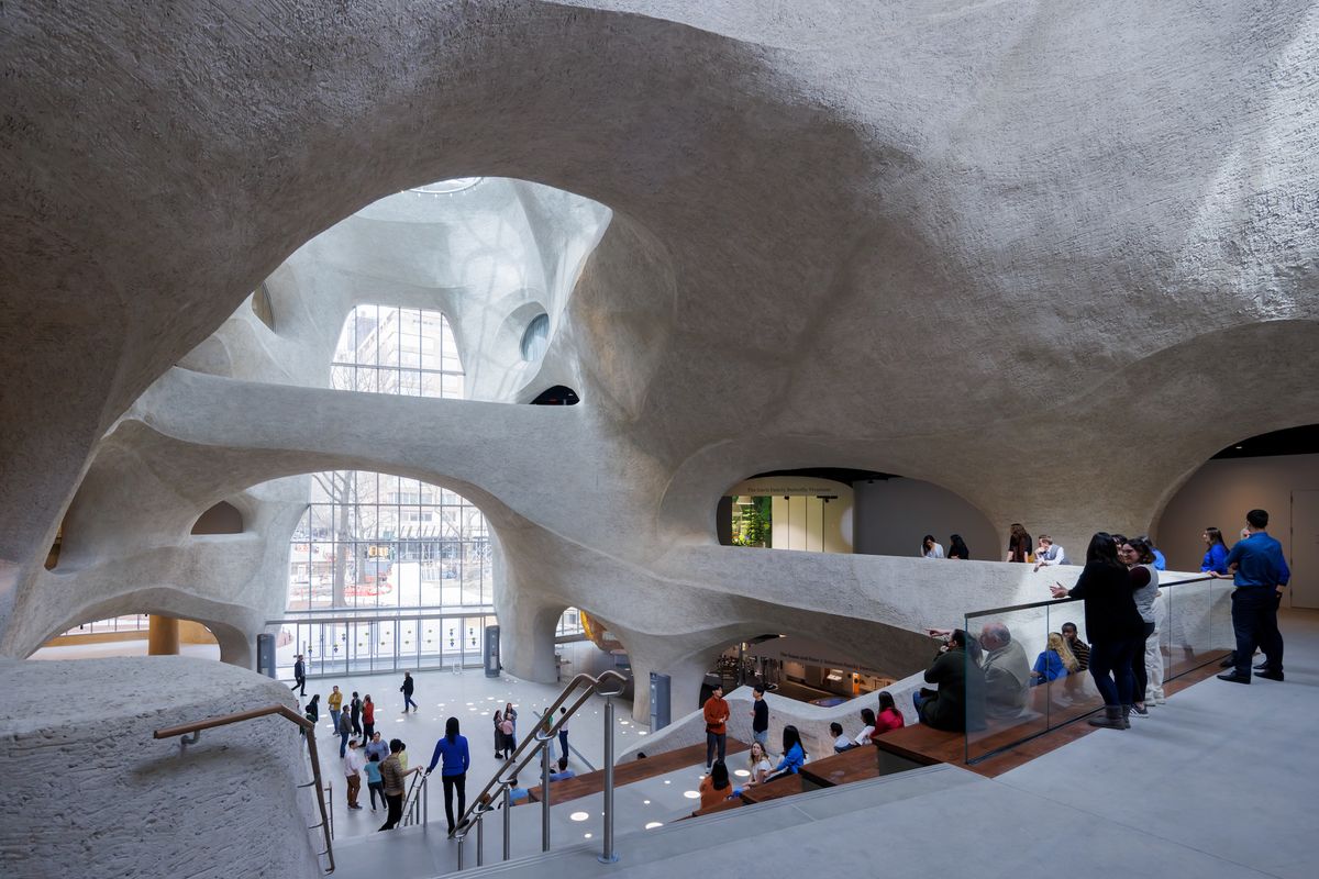The staircase in the Kenneth C. Griffin Exploration Atrium in the new Gilder Center at the American Museum of Natural History in New York Photo: Iwan Baan