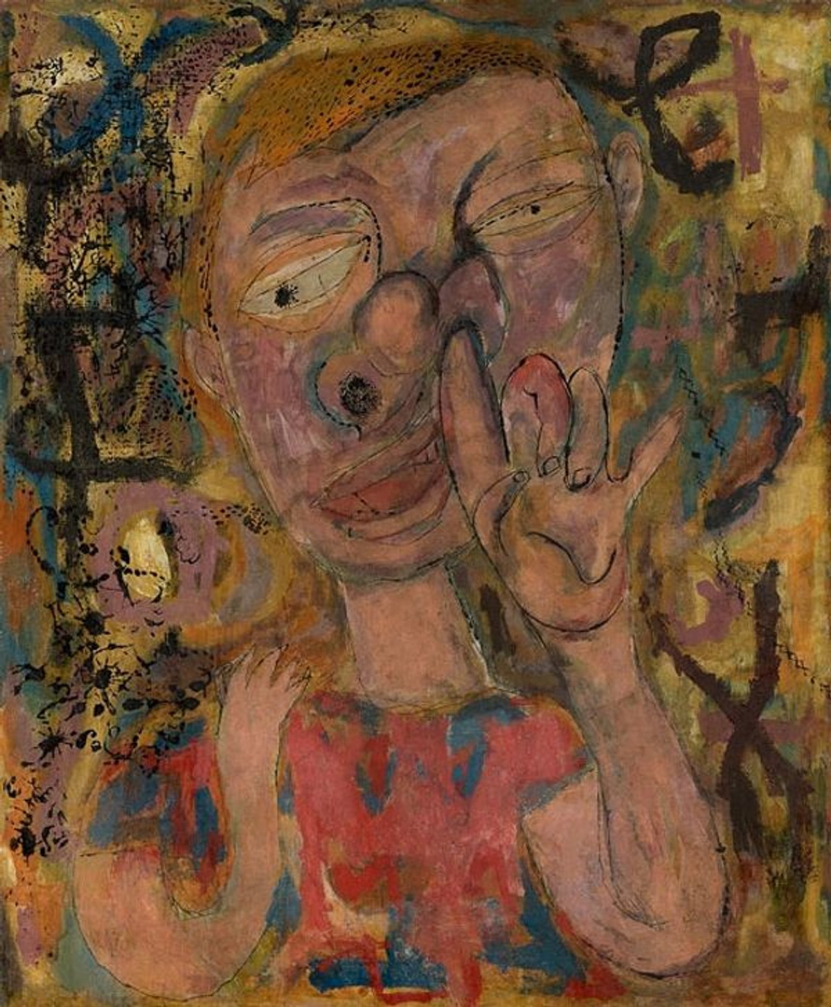 Andy Warhol's Nosepicker I: Why Pick on Me (The Broad Gave Me My Face But I Can Pick My Own Nose) (1948). Courtesy of Phillips.
