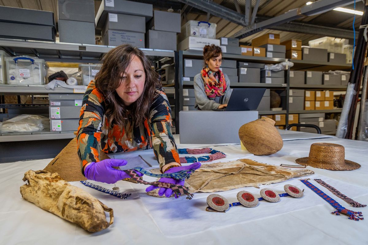 Portia Tremlett, Brighton & Hove Museums’ curator of world cultures, packing the objects ready for shipment, with support from the department‘s assistant curator, Sandra Bauza

Photo: Brighton & Hove Museums

