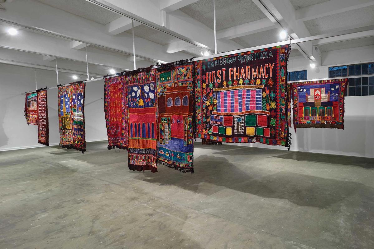 “Weaving different languages”: installation view of Alia Farid's current exhibition Elsewhere at the Chisenhale Gallery in London

Courtesy of the artist. Photo: Andy Keate


