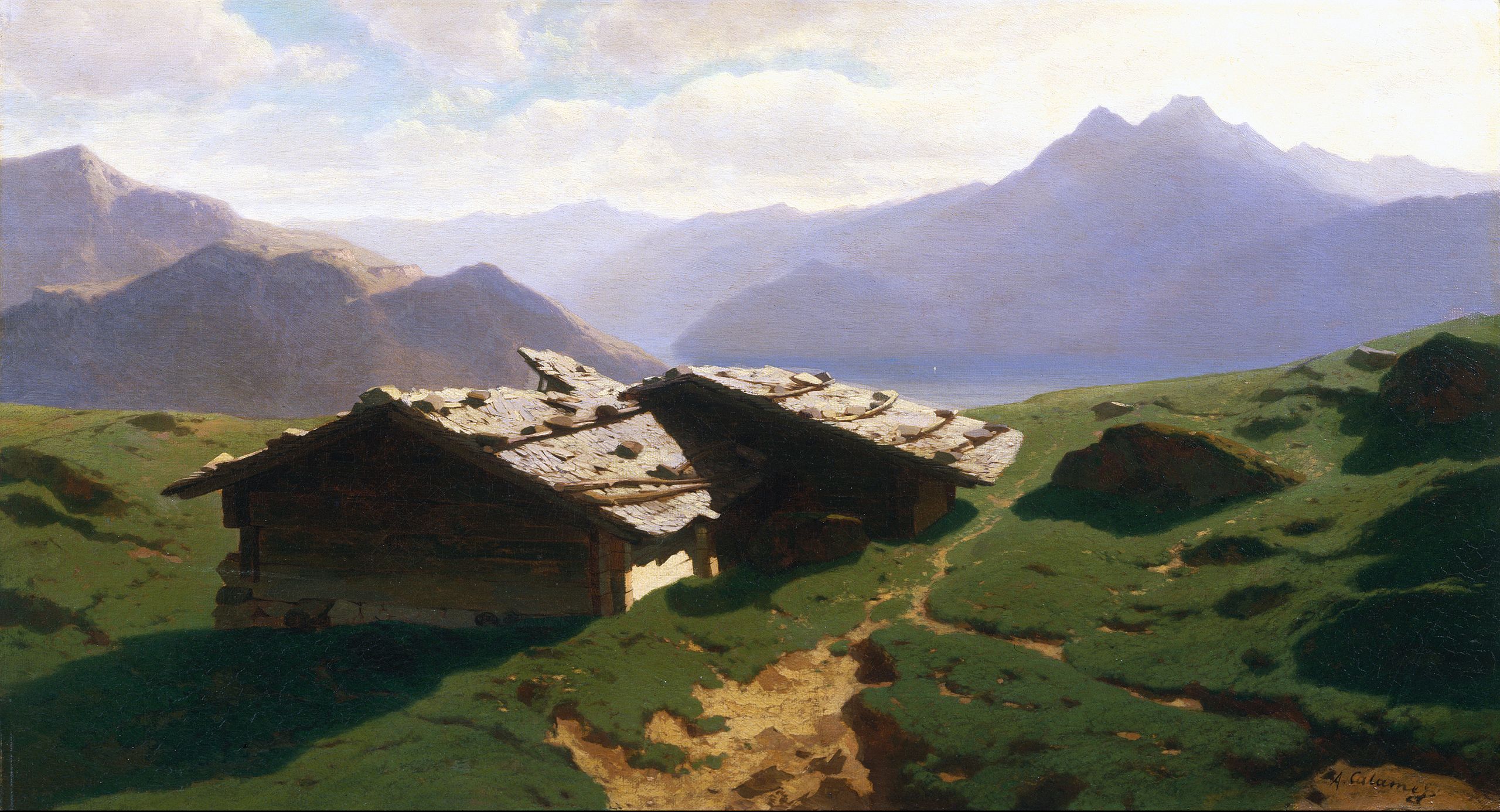 Swiss Landscape Painting Once Destined, Swiss Alps Landscape Paintings