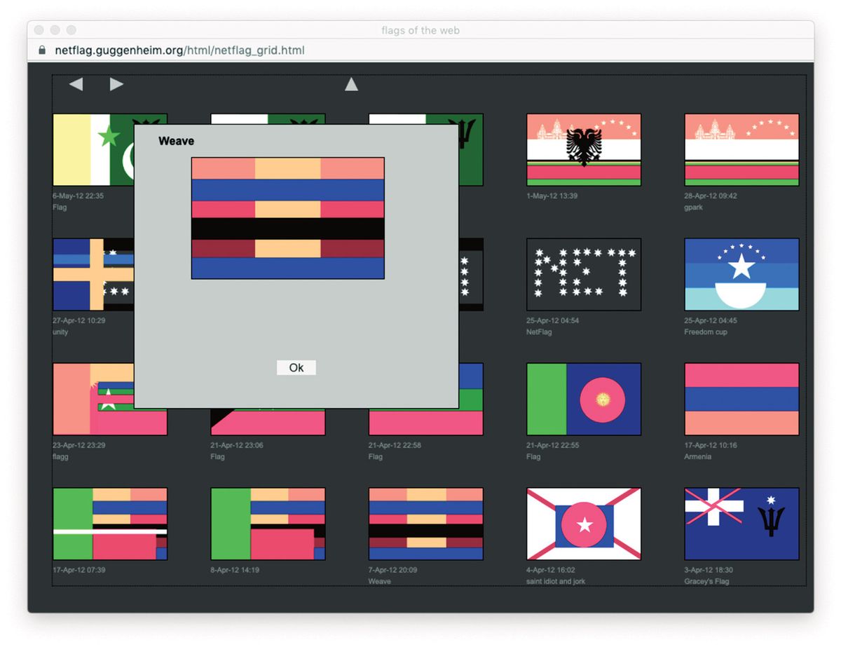 Mark Napier’s net.flag (2002) turns the visual language of national flags into a tool for personal expression Courtesy of the Solomon R. Guggenheim Foundation