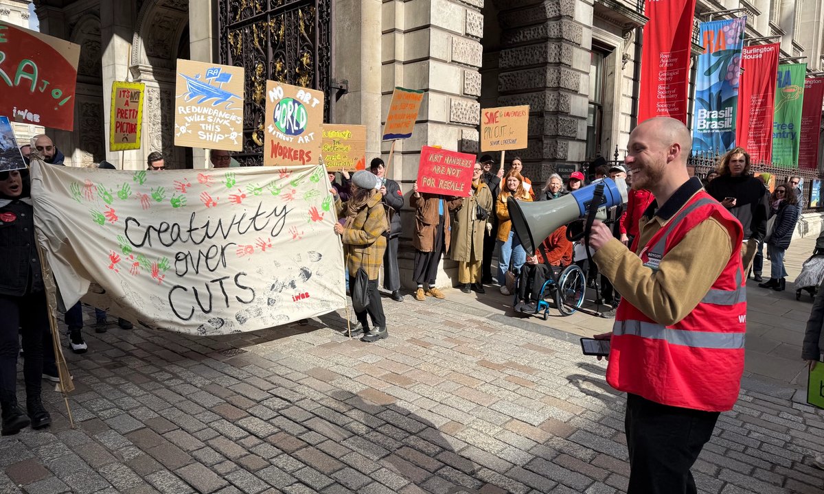 Protestors descend on London's Royal Academy over planned job cuts