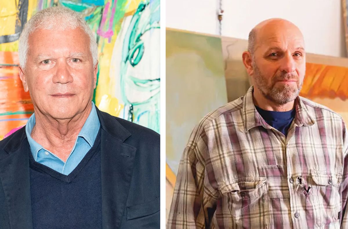 Peter Doig (right) will stage an exhibition of his work and of other artists at the gallery of Larry Gagosian (left)

© Fergus Carmichael/© The Courtauld