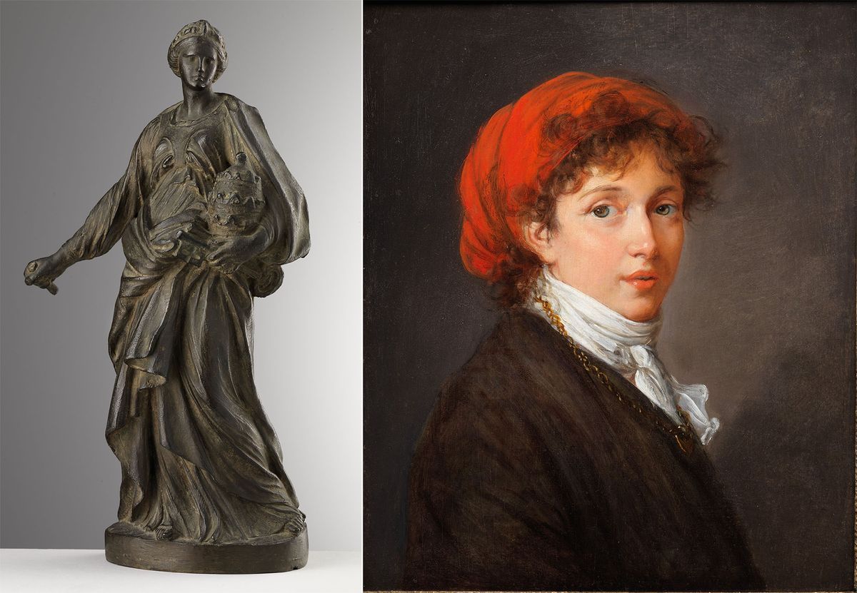 Works gifted to the Clark Art Institute by the Aso O. Tavitian Foundation included (at left) Gian Lorenzo Bernini's bronze Countess Matilda of Canossa (1630s) and (at right) Elisabeth Louise Vigée Le Brun's Self Portrait in Studio Costume (around 1800) Both images courtesy the Clark Art Institute, Williamstown, Massachusetts