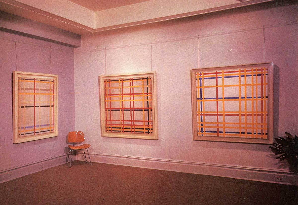 Mondrian’s 1962 exhibition at the Sidney Janis Gallery, which shows the painting (central) the “right” way up

Courtesy of Carroll Janis



