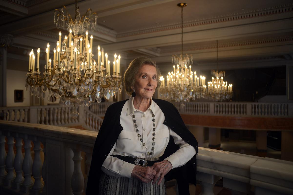 Wilhelmina Cole Holladay (then aged 91), the founder of the National Museum of Women in the Arts, poses for a portrait photograph inside the Washington, DC museum Photo: Astrid Riecken For The Washington Post via Getty Images