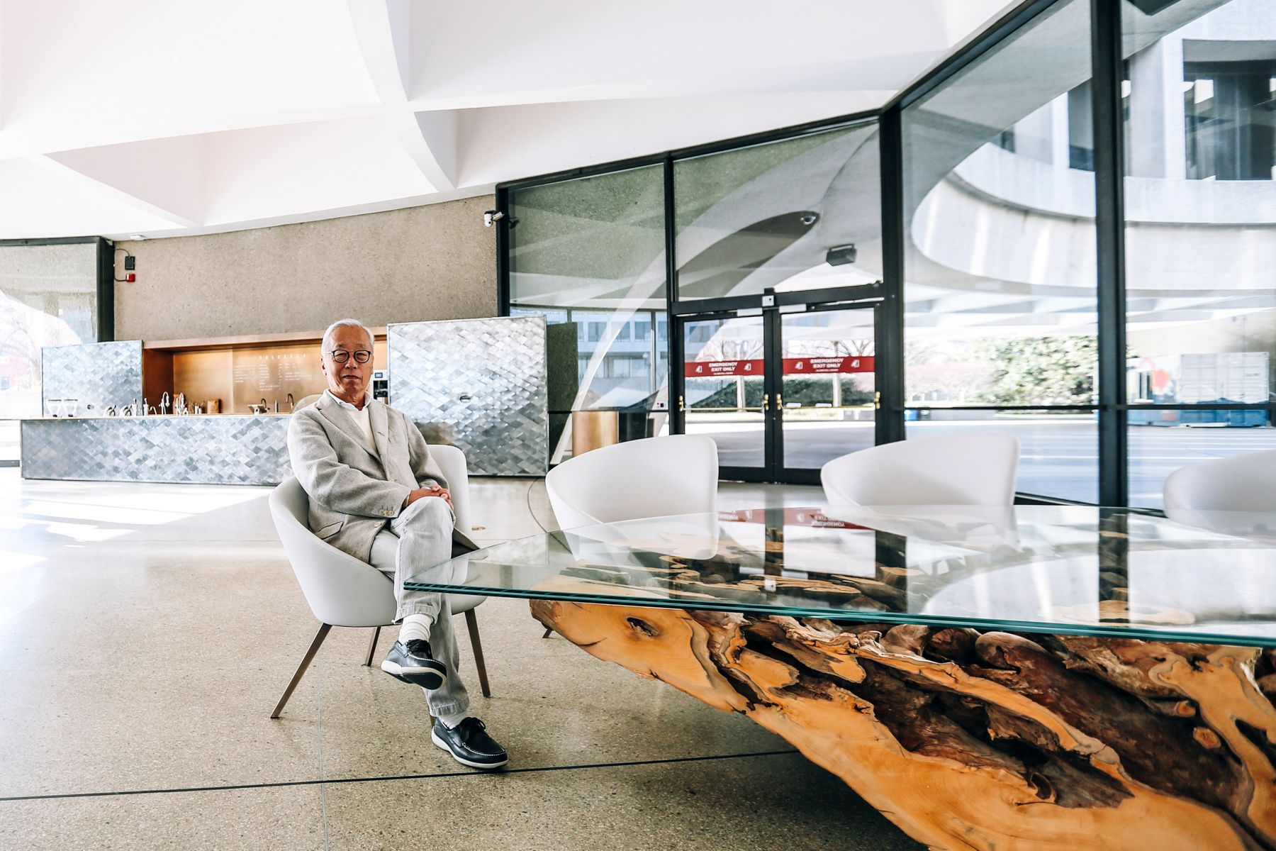Hiroshi Sugimoto in the Hirshhorn’s lobby, which he redesigned in 2018 Photo: Farrah Skeiky