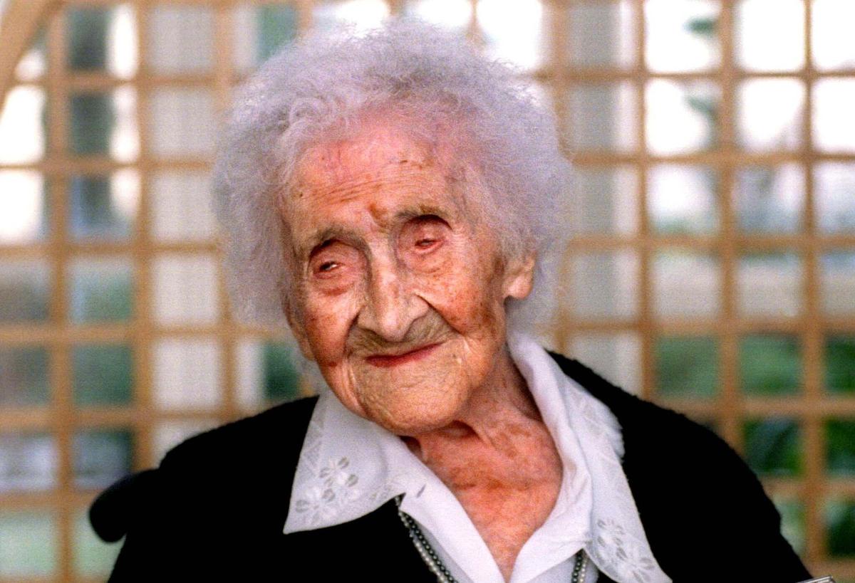 Madame Jeanne Calment, pictured in February 1996, aged 120 Photo: REUTERS / Alamy Stock Photo