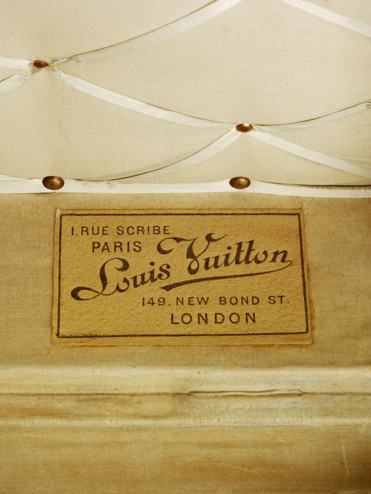 A detail of Emilie Grigsby's Louis Vuitton trunk, which travelled the world with her in the first half of the 20th century Photo: courtesy of the Victoria and Albert Museum