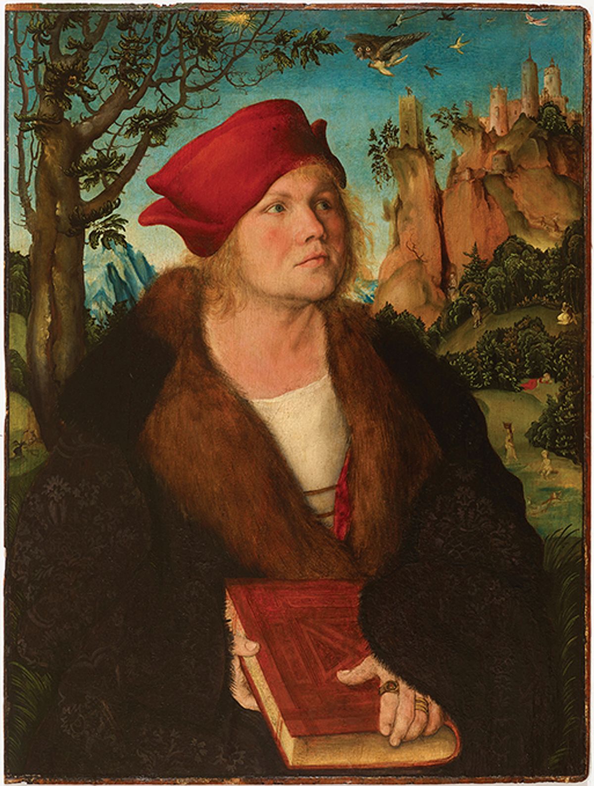 A marriage diptych from around 1502 of the Austrian humanist and scientist Johannes Cuspinian and his wife Anna (below) are part of the show. The portraits Cranach painted as a young man in Vienna are more colourful and expressive than his more refined later works © Oskar Reinhart Collection Am Römerholz/P. Schälchli.