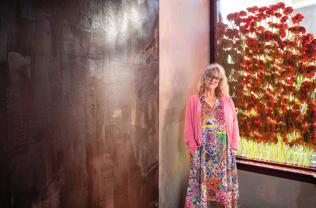 Anya Gallaccio at her 2024 exhibition in Paisley. It featured an iteration of Stroke, an immersive work in chocolate that she first made in 1994 Neil Hanna
