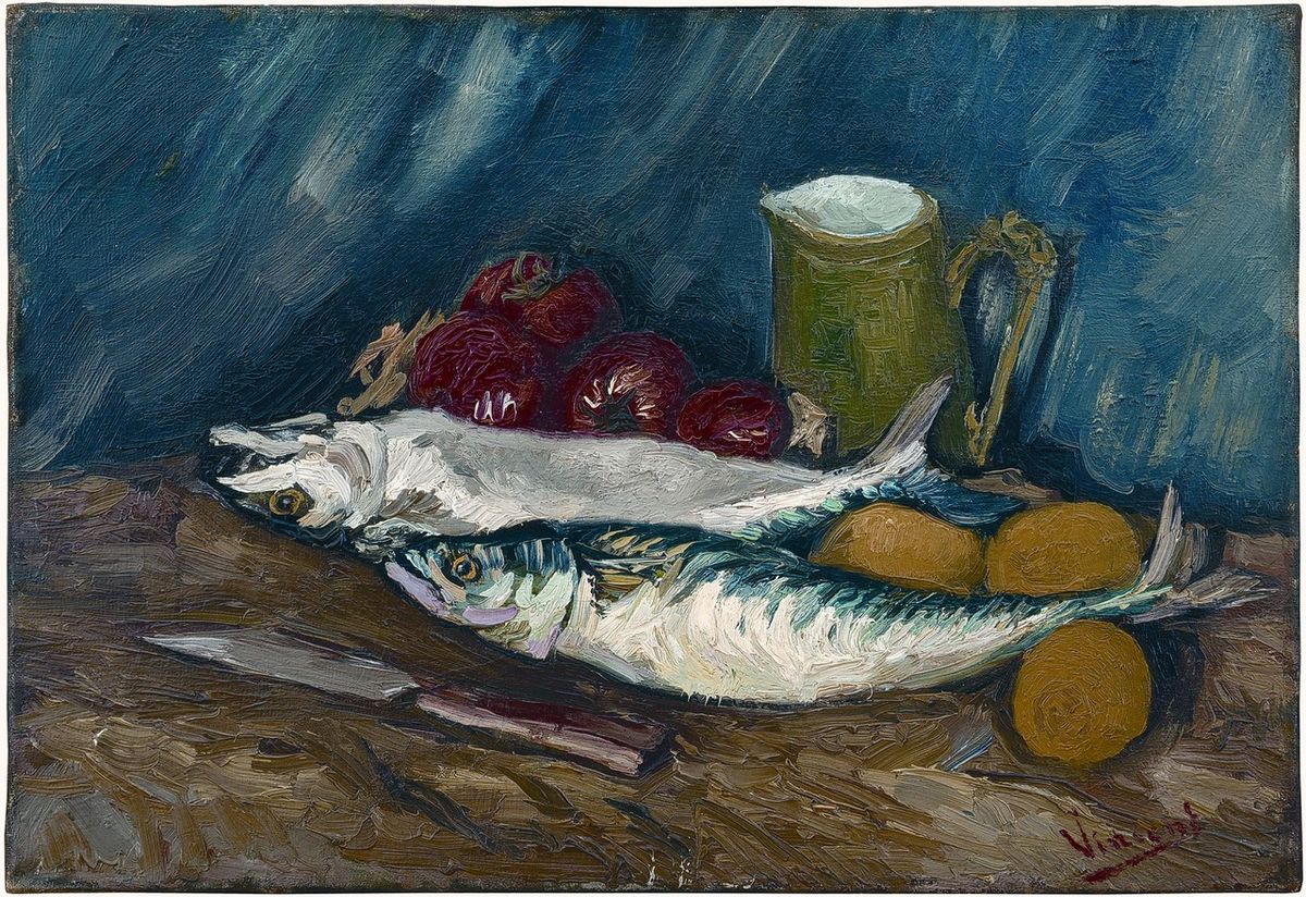 Vincent van Gogh’s Still Life with Mackerels and Tomatoes (1886) ©Sammlung Oskar Reinhart “Am Römerholz”, Winterthur