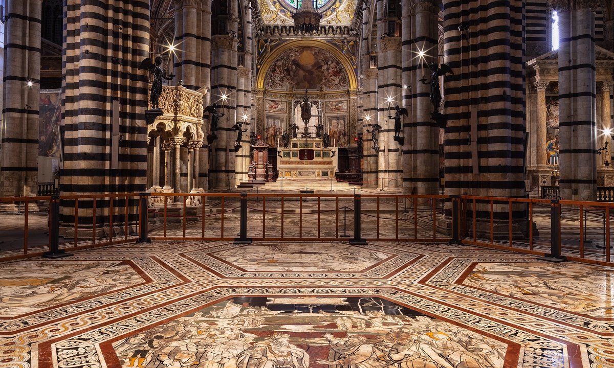 Siena’s spectacular cathedral flooring has been briefly uncovered Siena’s spectacular cathedral flooring has been briefly uncovered
