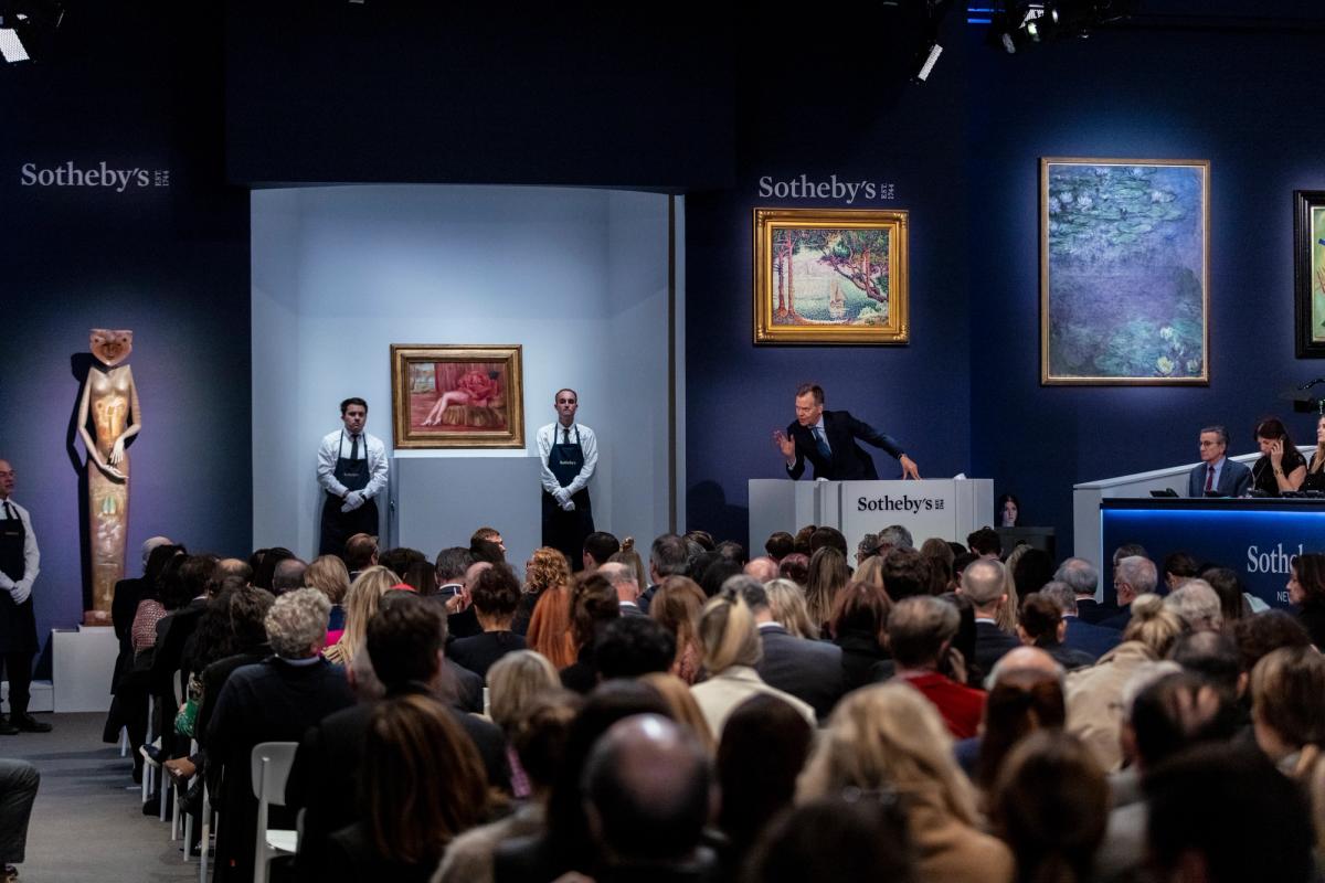 Oliver Barker at the rostrum during the Sydell Miller Collection Evening Sale, Sotheby's New York, November 2023 Courtesy of Sotheby's