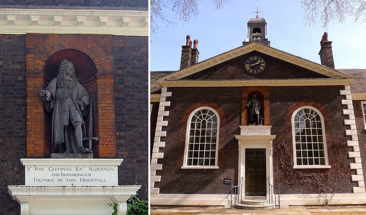 London's Museum of the Home (right) wants to move its statue of  Robert Geffrye statue (close up left) to a less prominent spot. Photos: David Rogers / The Geffrye Museum / CC BY-SA 2.0 (left) and Chang Yisheng (right)