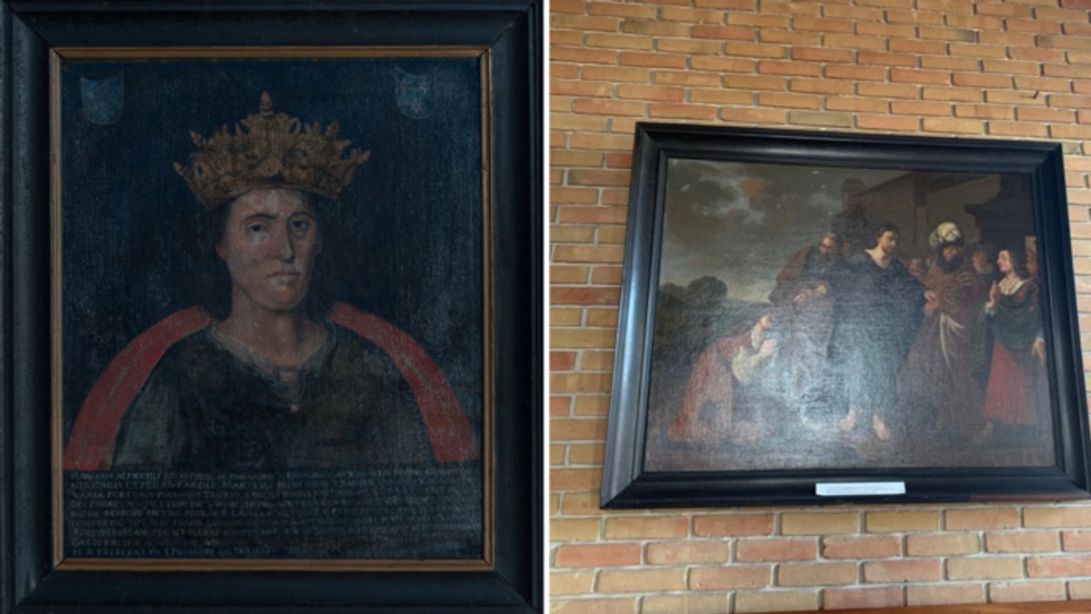 The recovered portrait of King Radboud, which is considered to be of particular local significance, and a biblical scene Photo: Gemeente Medemblik