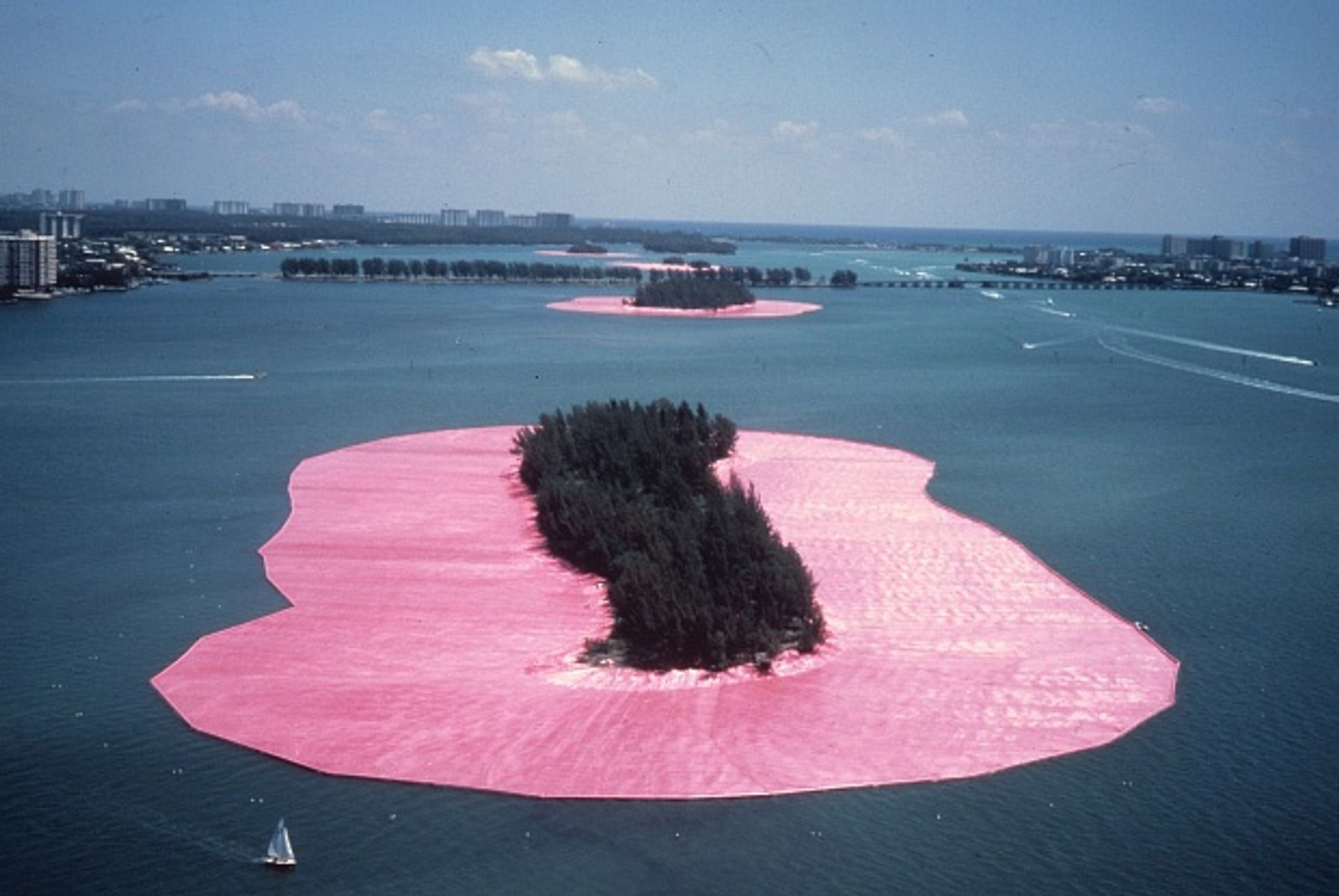 Christo and Jeanne-Claude made waves with Surrounded Islands (1983) in Miami’s Biscayne Bay © Christo, 1983