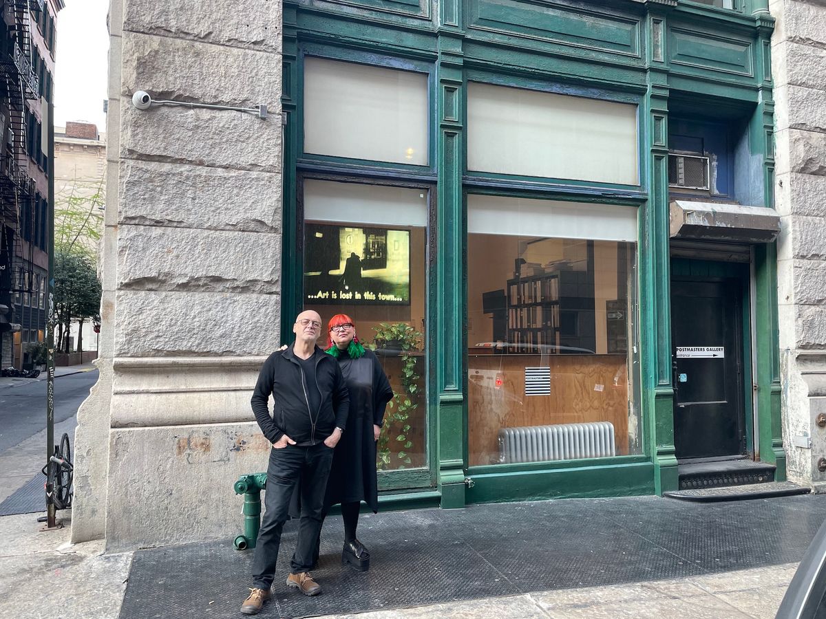 Postmasters founders Magda Sawon and Tamás Banovich in front of their current location at 54 Franklin Street Courtesy Postmasters