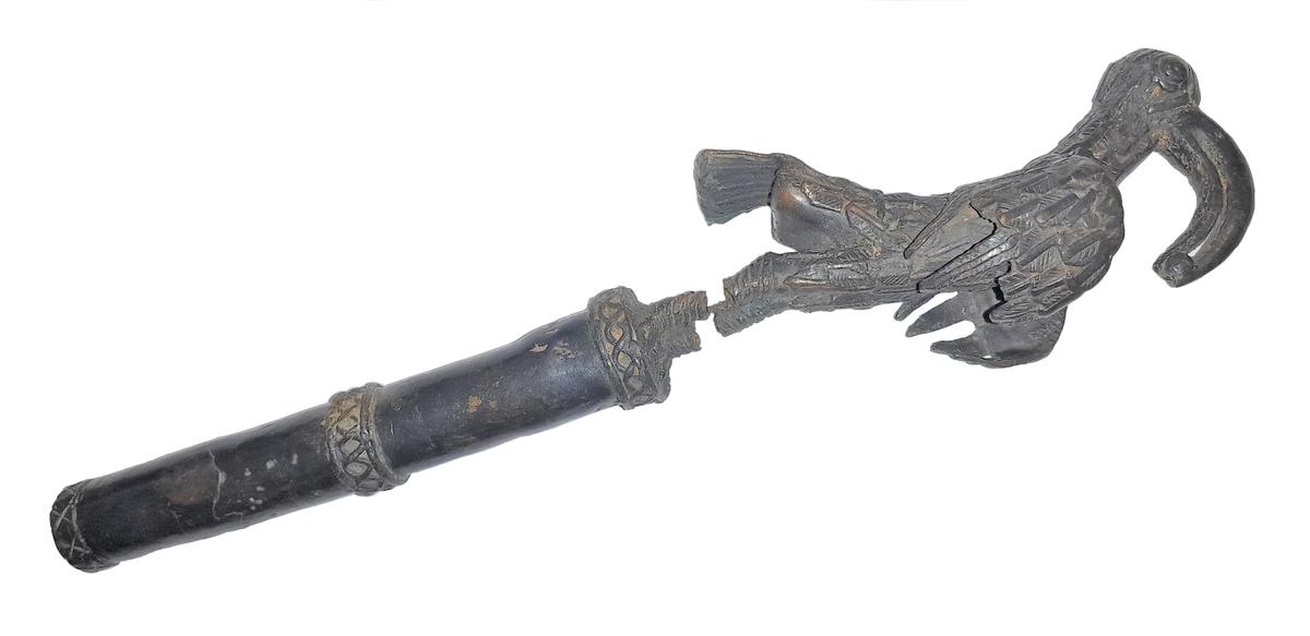 The brass stave with bird finial would have been used as a musical instrument during ceremonies Courtesy of the Great North Museum: Hancock